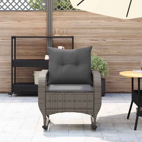 vidaXL udendørs gyngestol med hynder polyrattan grå