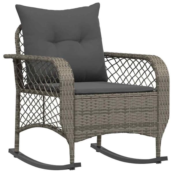 vidaXL udendørs gyngestol med hynder polyrattan grå