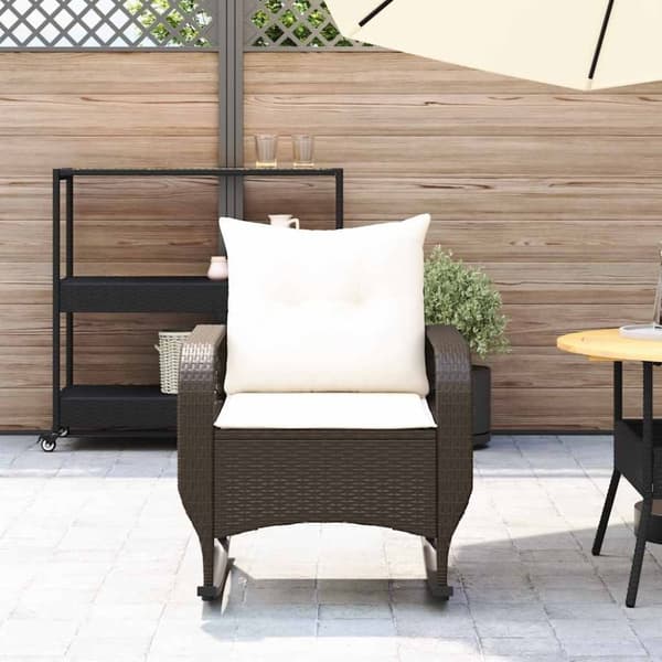 vidaXL udendørs gyngestol med hynder polyrattan brun