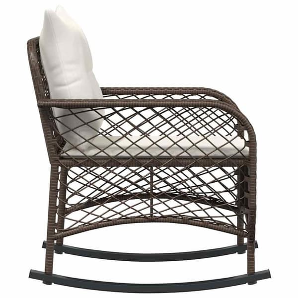 vidaXL udendørs gyngestol med hynder polyrattan brun