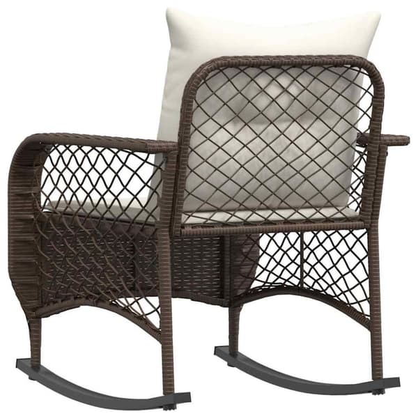vidaXL udendørs gyngestol med hynder polyrattan brun