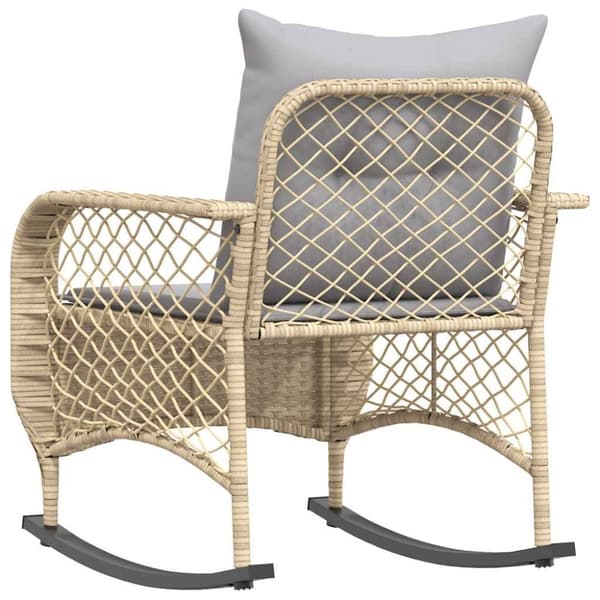 vidaXL Gungstol för trädgården med dynor beige konstrotting