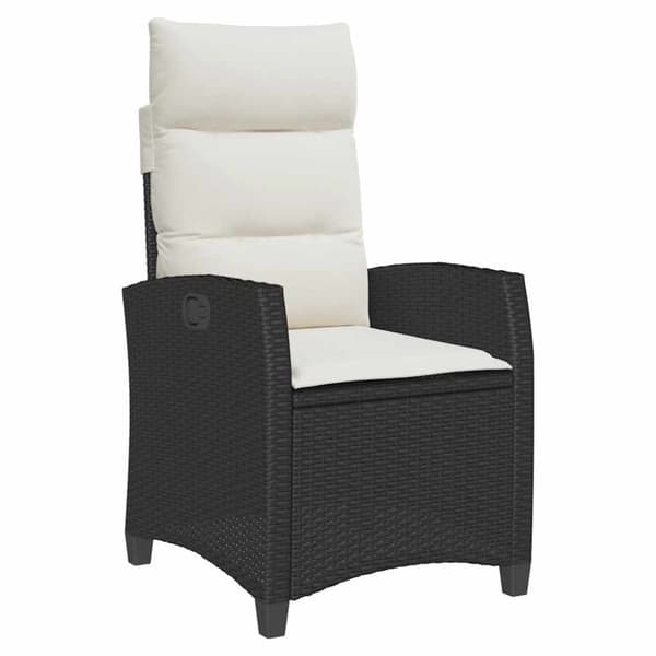 vidaXL havestol med lænefunktion og sidebord polyrattan sort