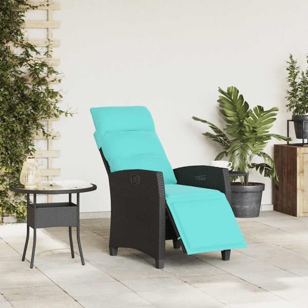 vidaXL havestol med lænefunktion og sidebord polyrattan sort
