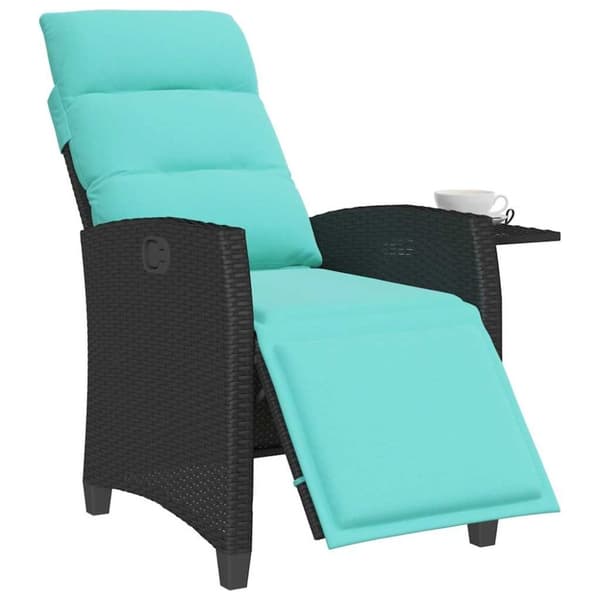 vidaXL havestol med lænefunktion og sidebord polyrattan sort