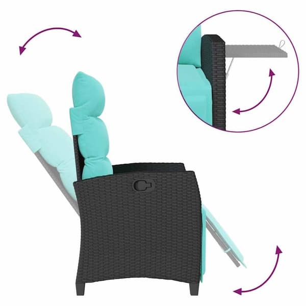 vidaXL havestol med lænefunktion og sidebord polyrattan sort