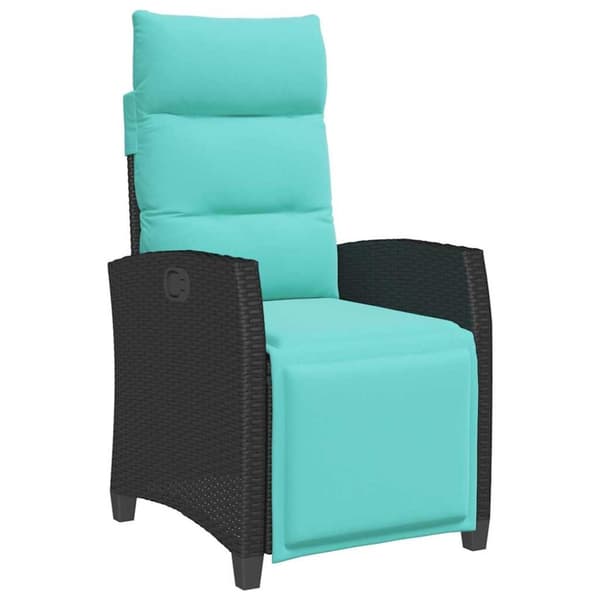 vidaXL havestol med lænefunktion og sidebord polyrattan sort
