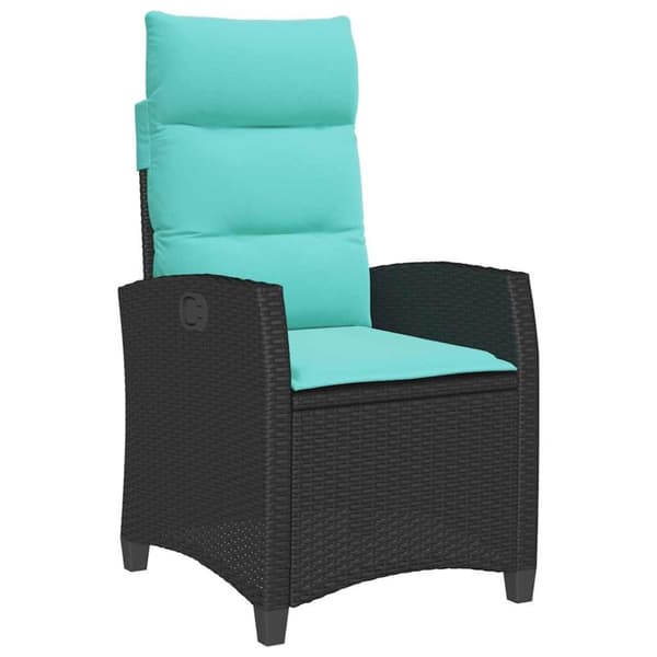 vidaXL havestol med lænefunktion og sidebord polyrattan sort