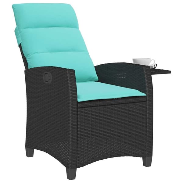 vidaXL havestol med lænefunktion og sidebord polyrattan sort