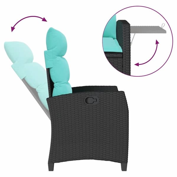 vidaXL havestol med lænefunktion og sidebord polyrattan sort