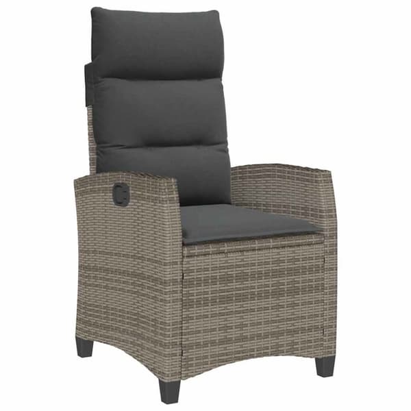 vidaXL havestol med lænefunktion og sidebord polyrattan grå