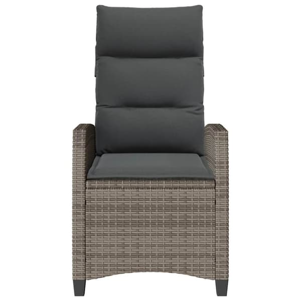 vidaXL havestol med lænefunktion og sidebord polyrattan grå