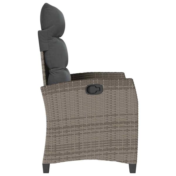 vidaXL havestol med lænefunktion og sidebord polyrattan grå
