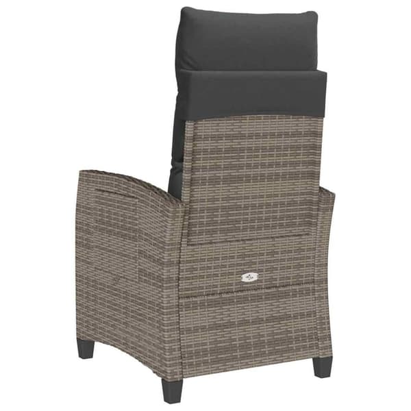 vidaXL havestol med lænefunktion og sidebord polyrattan grå