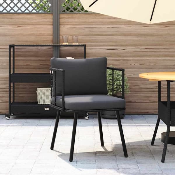vidaXL havestol med hynder polyrattan sort
