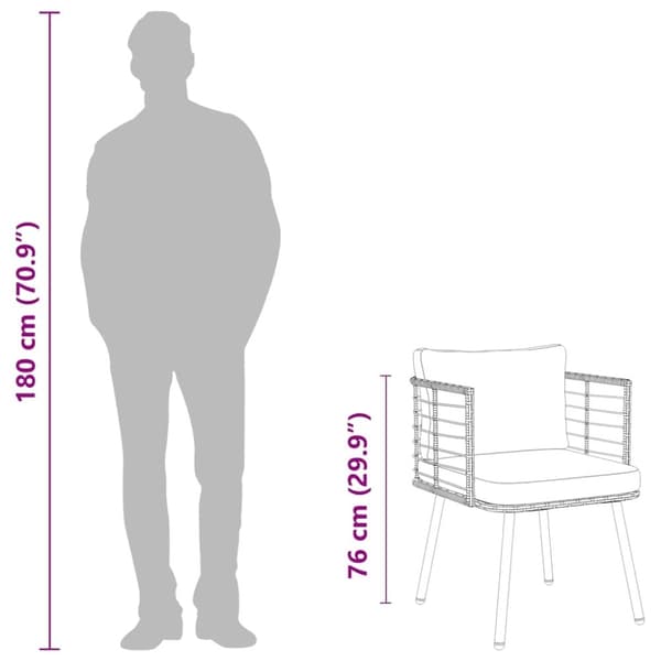 vidaXL havestol med hynder polyrattan sort