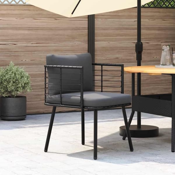 vidaXL havestol med hynder polyrattan sort