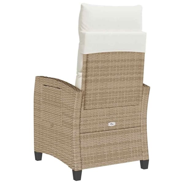 vidaXL Fällbar trädgårdsstol med sidobord beige konstrotting