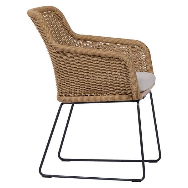 4 x Sif trädgårdsstol polyrattan med kudde svart, natur.