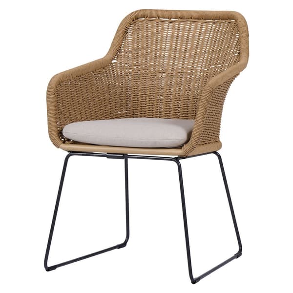 4 x Sif trädgårdsstol polyrattan med kudde svart, natur.