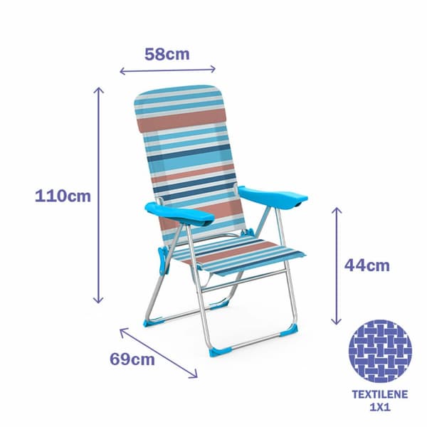 Marbueno Foldable Chair 5 Positions Aluminium with Cushion Stripes Orange Blue 69X58X110 cm