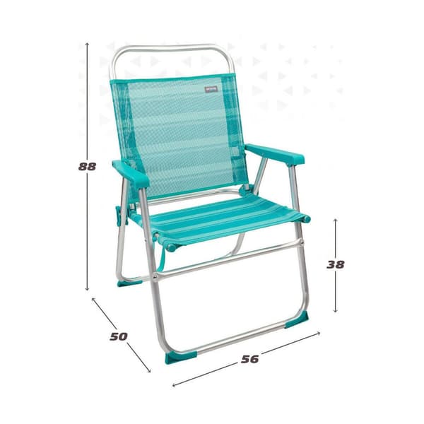 Polstrede Campingstol Colorbaby Mediterran 56 x 50 x 88 cm Turkisblå Hvid