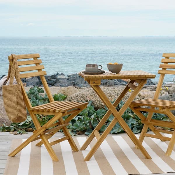 Rootz Cuenca Café Set - Patio Set - Outdoor Furniture - Teak Natural Wood - Stolar 46x50x89cm & tabell 60x60x75cm