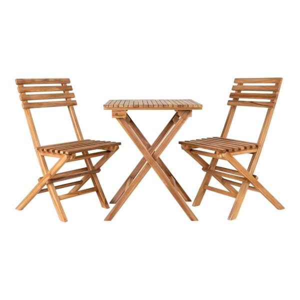 Rootz Cuenca Café Set - Patio Set - Outdoor Furniture - Teak Natural Wood - Stolar 46x50x89cm & tabell 60x60x75cm