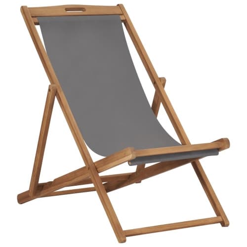 Hopfällbar strandstol massiv teak grå