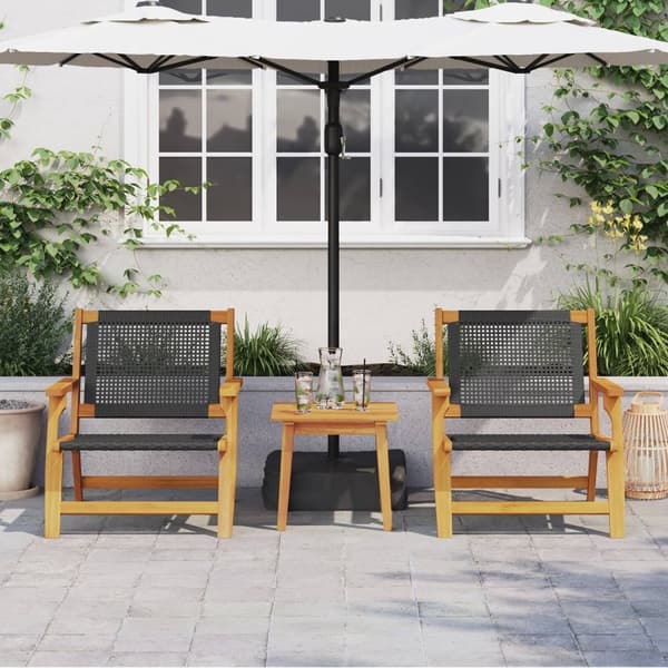 vidaXL Hagemøbler 2 stk Svart 76x67x73,5 cm Massivt Akasietre