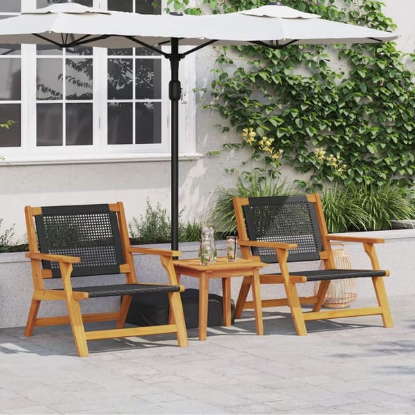 vidaXL Hagemøbler 2 stk Svart 76x67x73,5 cm Massivt Akasietre