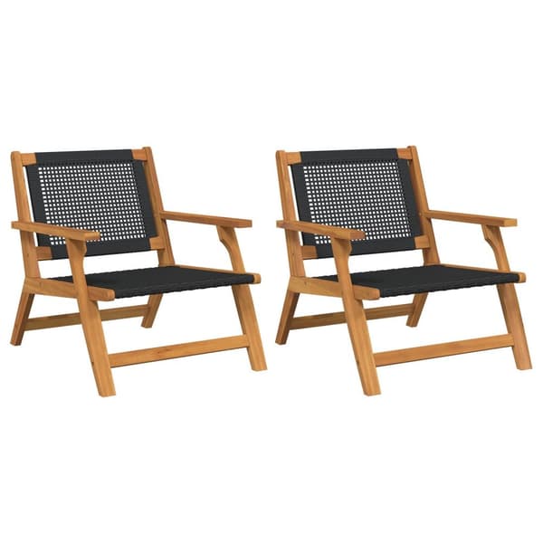 vidaXL Hagemøbler 2 stk Svart 76x67x73,5 cm Massivt Akasietre