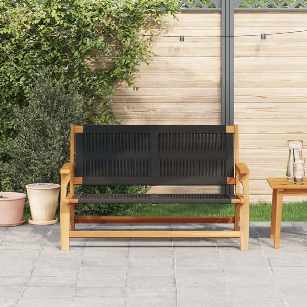 vidaXL Hagebenk svart 76x122x73 cm solid akasietre