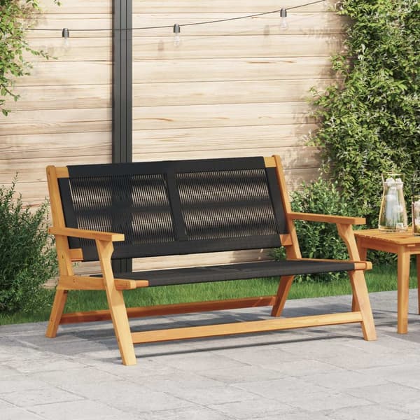 vidaXL Hagebenk svart 76x122x73 cm solid akasietre