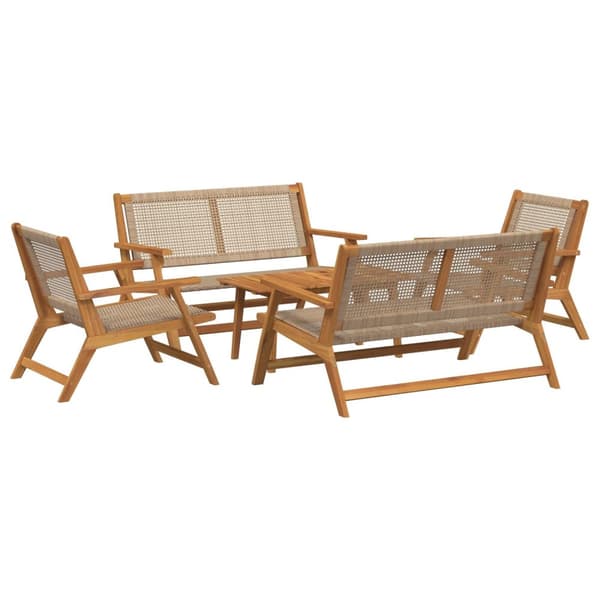 vidaXL Hagemøbler med Bord 5 deler Beige Massivt Akasietre