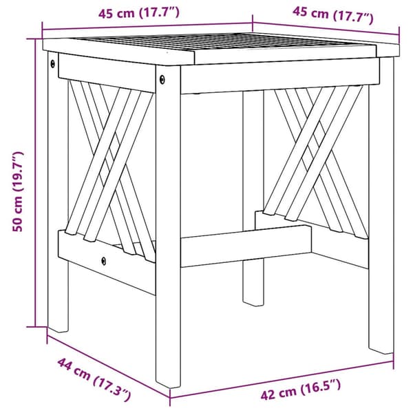 vidaXL Hagebord Brun 45x45x50 cm Solid Akasietre