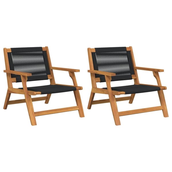 vidaXL Hagemøbler 2 stk Svart 67x77x73 cm Massivt Akasietre