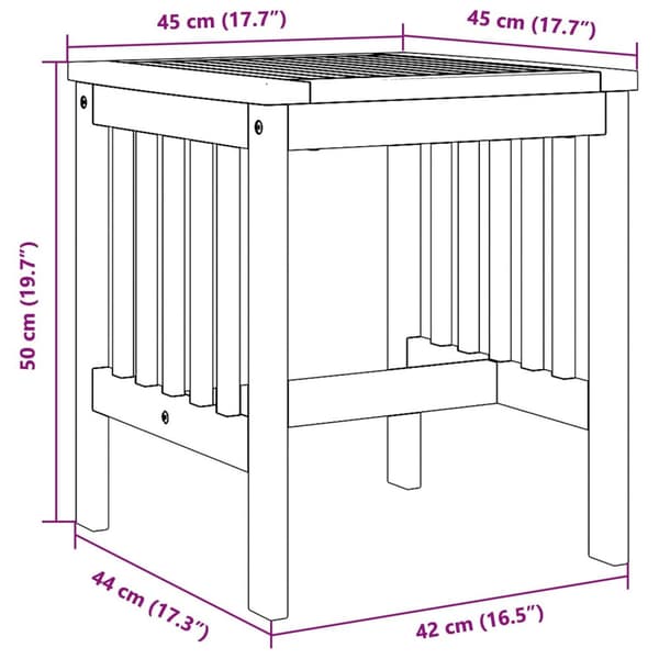 vidaXL Hagesidebord Brun 45x45x50 cm Massivt Akasietre