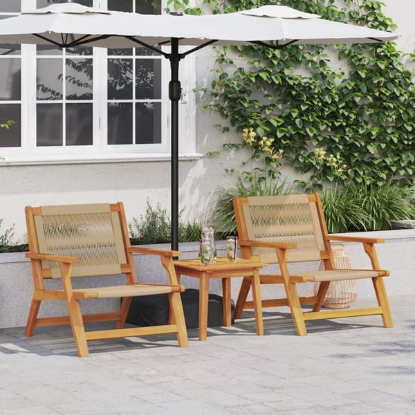 vidaXL Hagebord 2 stk Beige 67x77x73 cm Massivt Akasietre