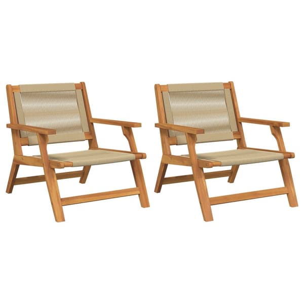vidaXL Hagebord 2 stk Beige 67x77x73 cm Massivt Akasietre