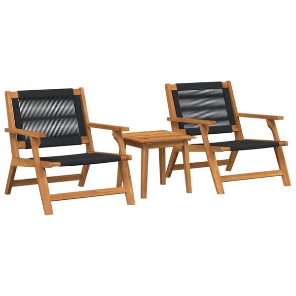 vidaXL Sæt af 2 Sort, Naturligt træ Akacietræ, Sort reb B67xD78xH73cm