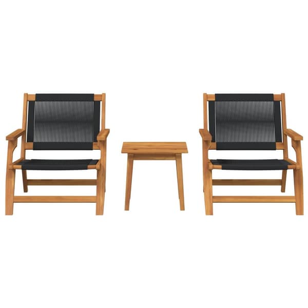 vidaXL Sæt af 2 Sort, Naturligt træ Akacietræ, Sort reb B67xD78xH73cm