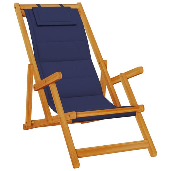 vidaXL Sammenleggbare Strandstoler 2 stk Blå Massivt Akasietre & Textilene
