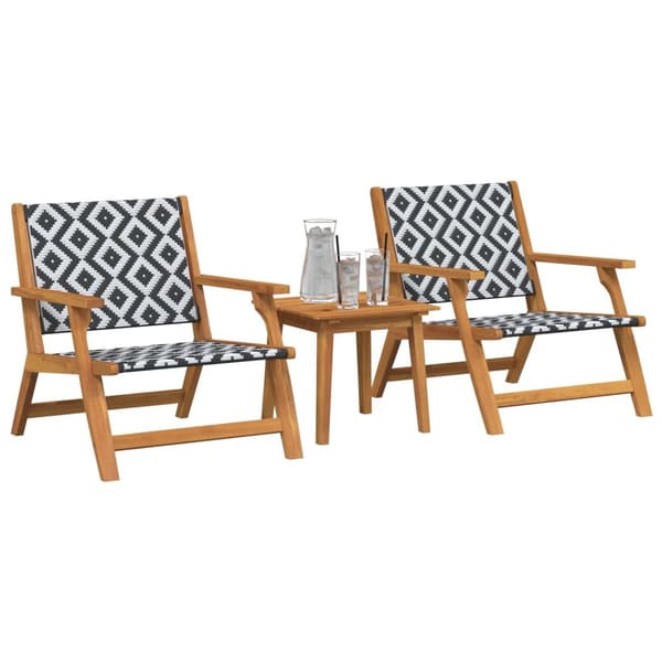 vidaXL Sæt af 2 Sort & Hvid, Teak Look Akacietræ, Rattan
