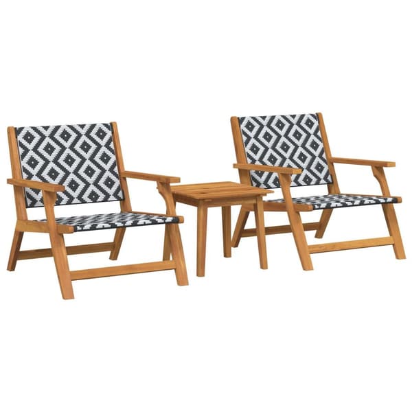 vidaXL Sæt af 2 Sort & Hvid, Teak Look Akacietræ, Rattan