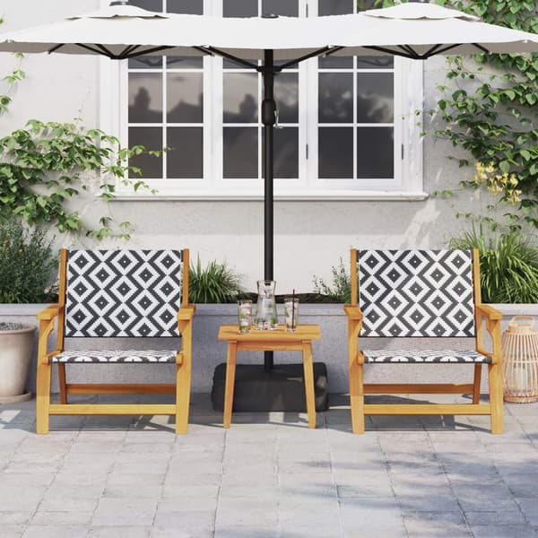 vidaXL Sæt af 2 Sort & Hvid, Teak Look Akacietræ, Rattan