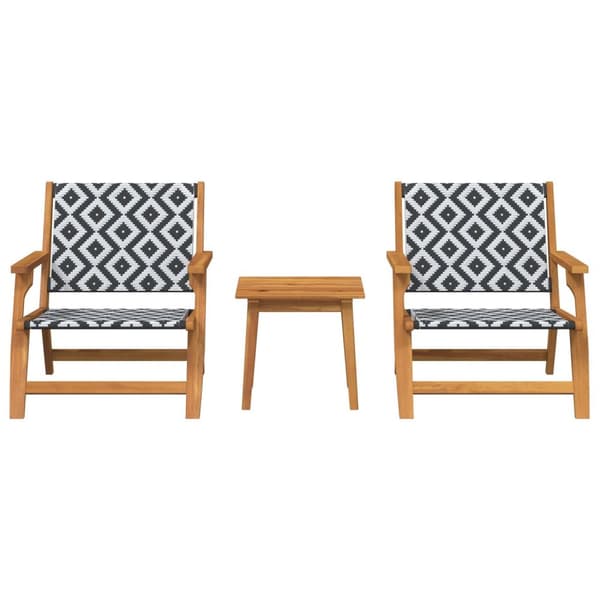 vidaXL Sæt af 2 Sort & Hvid, Teak Look Akacietræ, Rattan