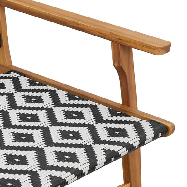vidaXL Sæt af 2 Sort & Hvid, Teak Look Akacietræ, Rattan
