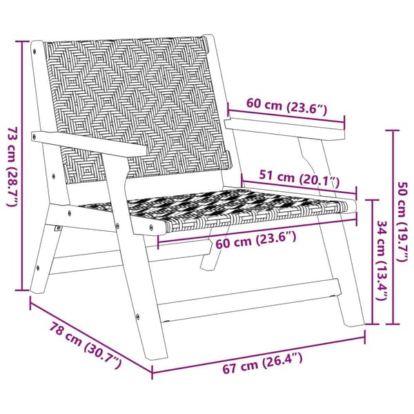 vidaXL Sæt af 2 Sort & Hvid, Teak Look Akacietræ, Rattan