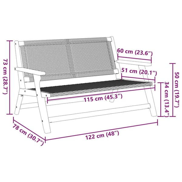 vidaXL Hagebenk Grå 122x76x73.5 cm Solid Akasietre